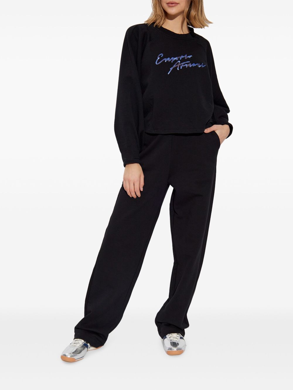 Emporio Armani logo-embroidered track pants - Zwart