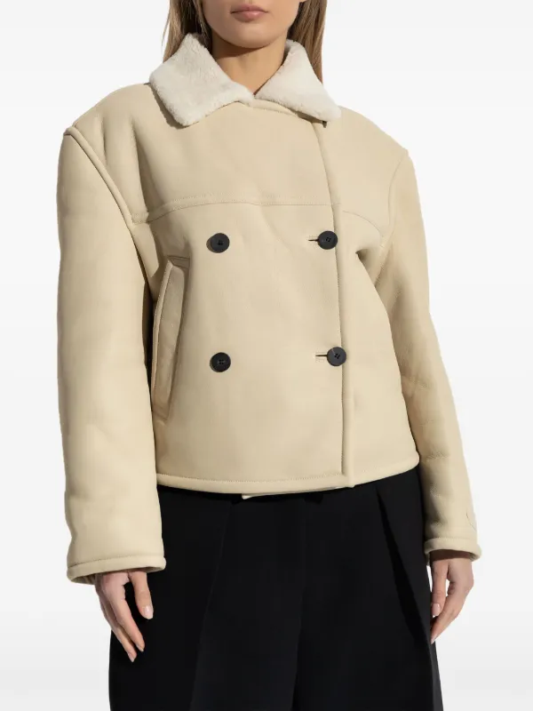 Jacquemus double-breasted Shearling Jacket | Neutrals | FARFETCH RO