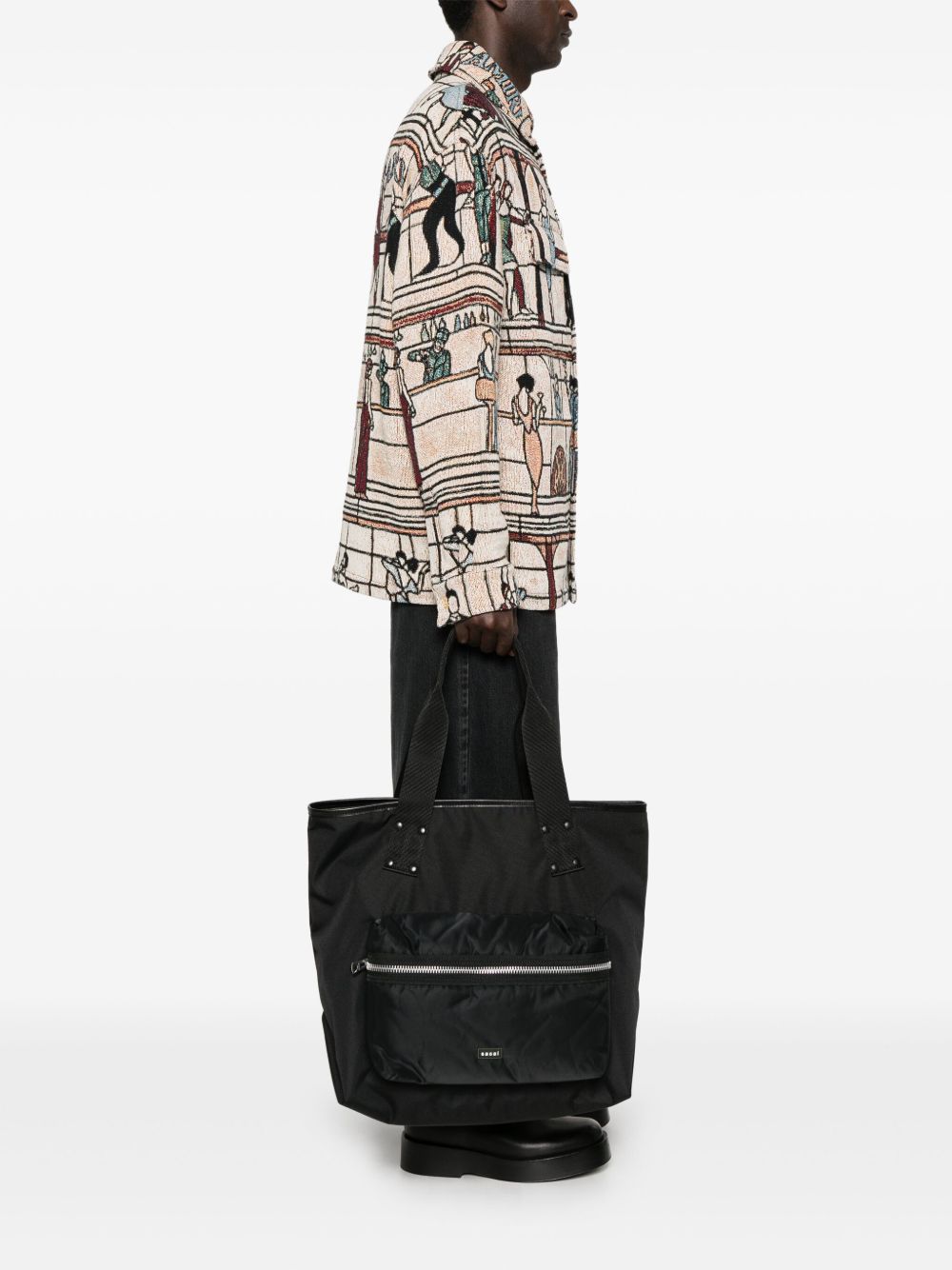 sacai Pocket grote shopper - Zwart