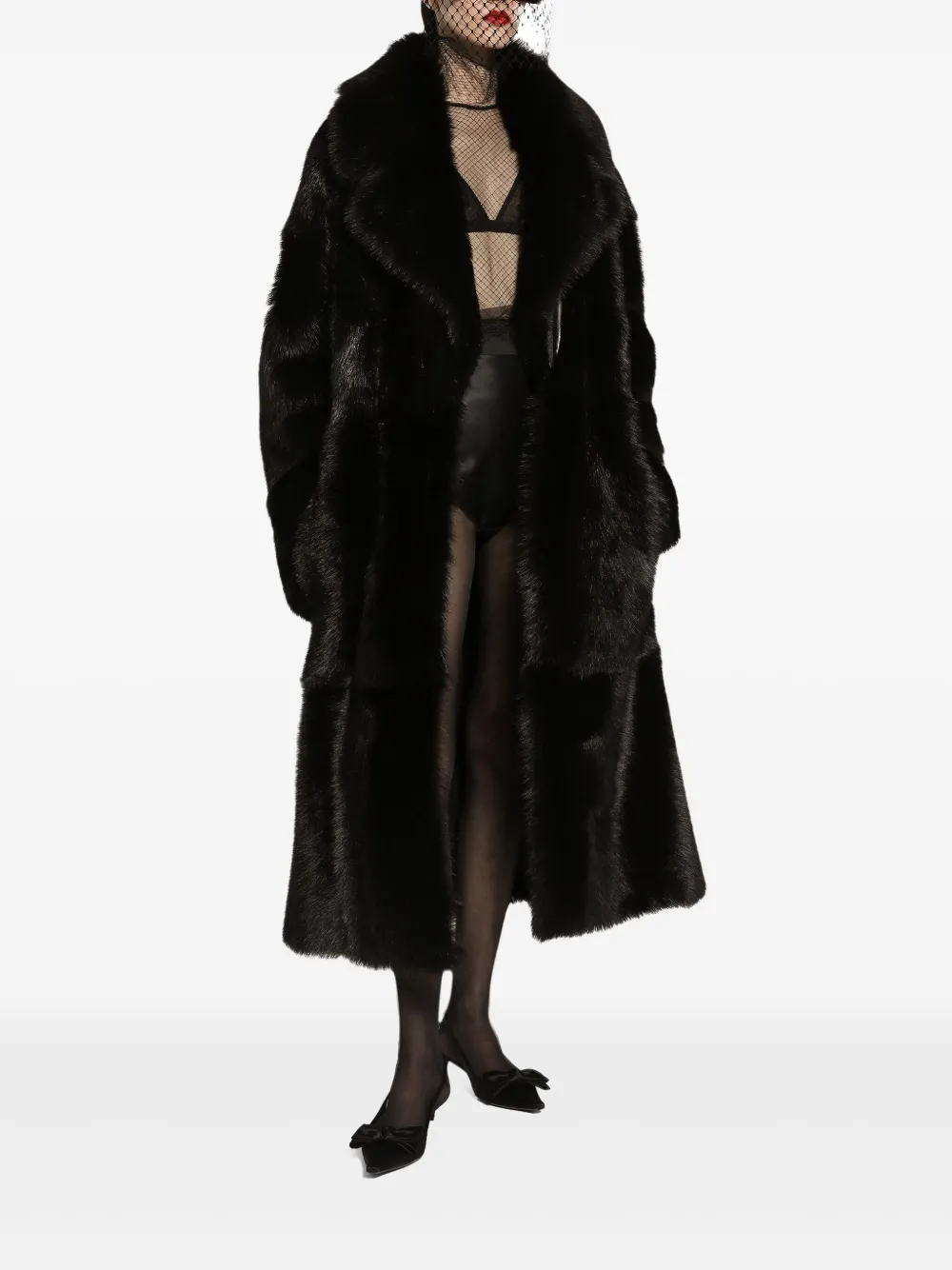 Dolce & Gabbana single-breasted shearling coat - Zwart