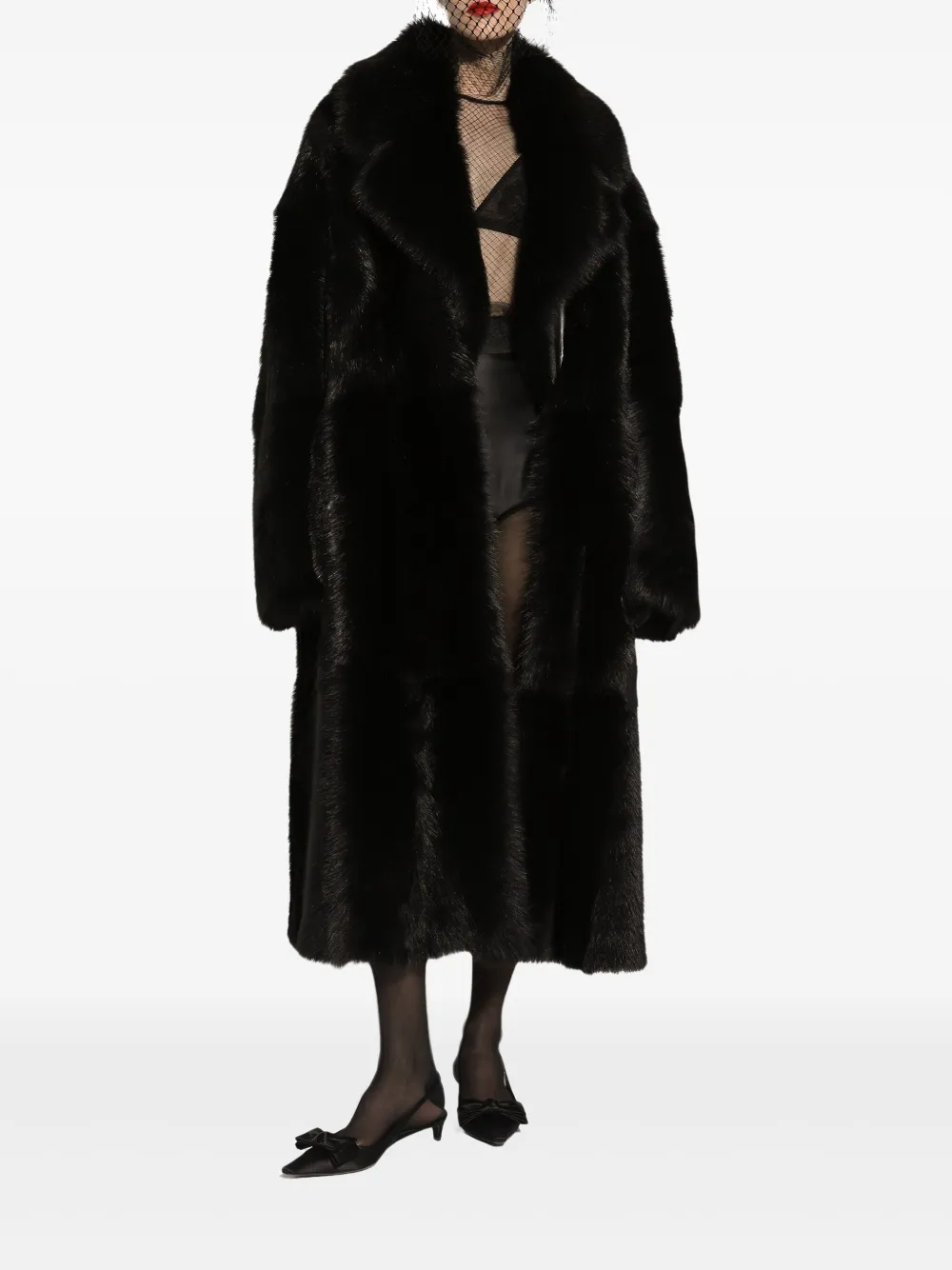 DOLCE & GABBANA SINGLE-BREASTED SHEARLING COAT