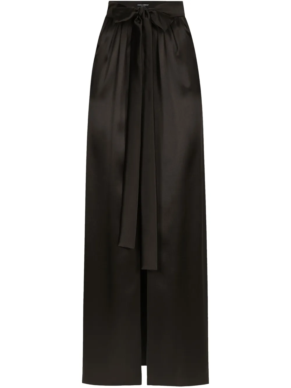 Dolce & Gabbana Saia longa de cetim com cinto | Preto | Image 1