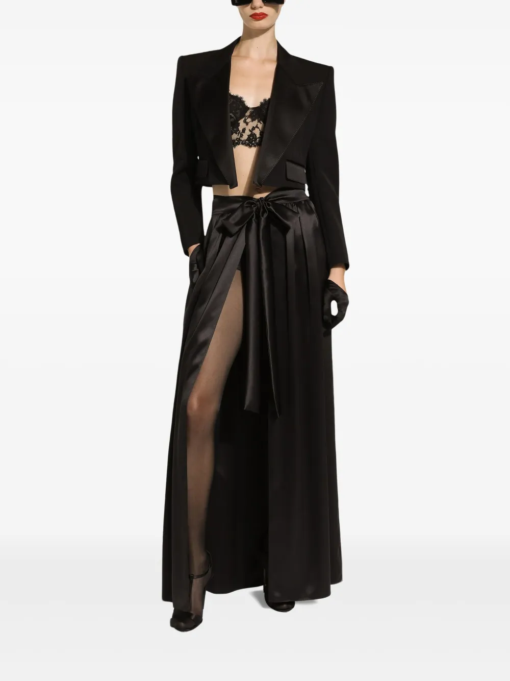 Dolce & Gabbana Saia longa de cetim com cinto | Saia cintura alta | Image 2
