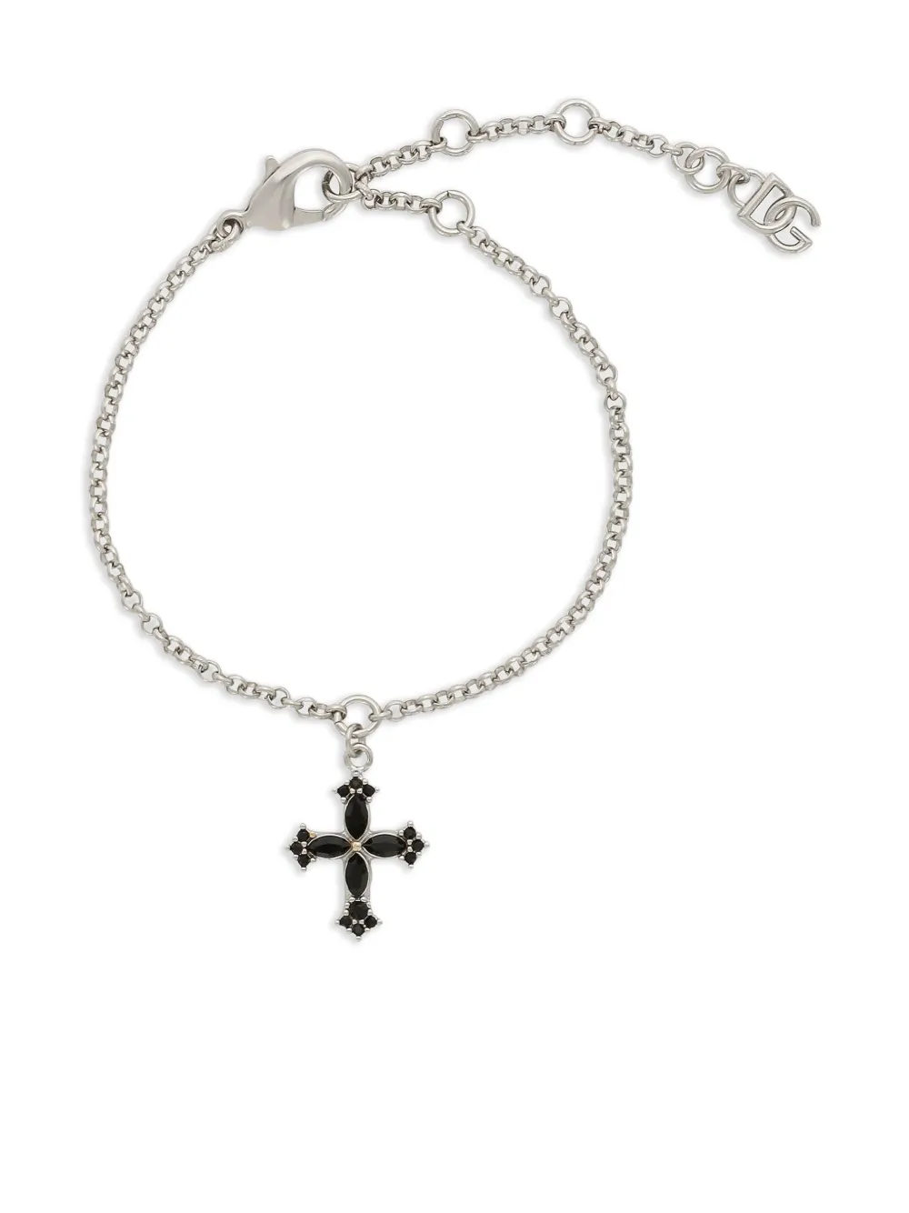 Dolce & Gabbana Crystal-cross Link Bracelet In Metallic
