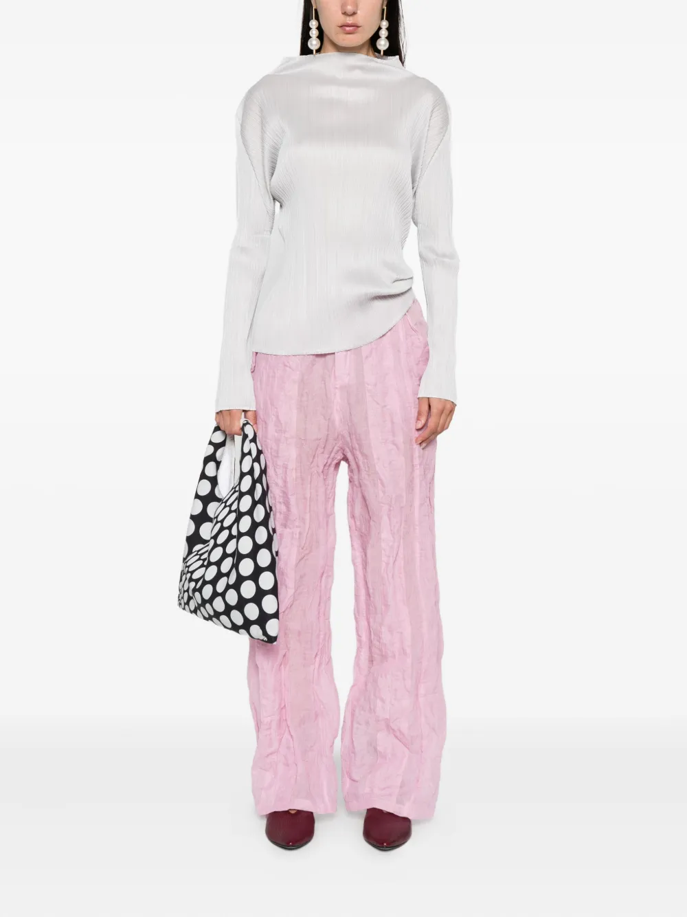 Pleats Please Issey Miyake Geplooide top Grijs