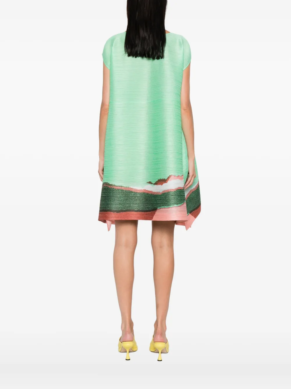 Pleats Please Issey Miyake Grainy printed tunic Groen