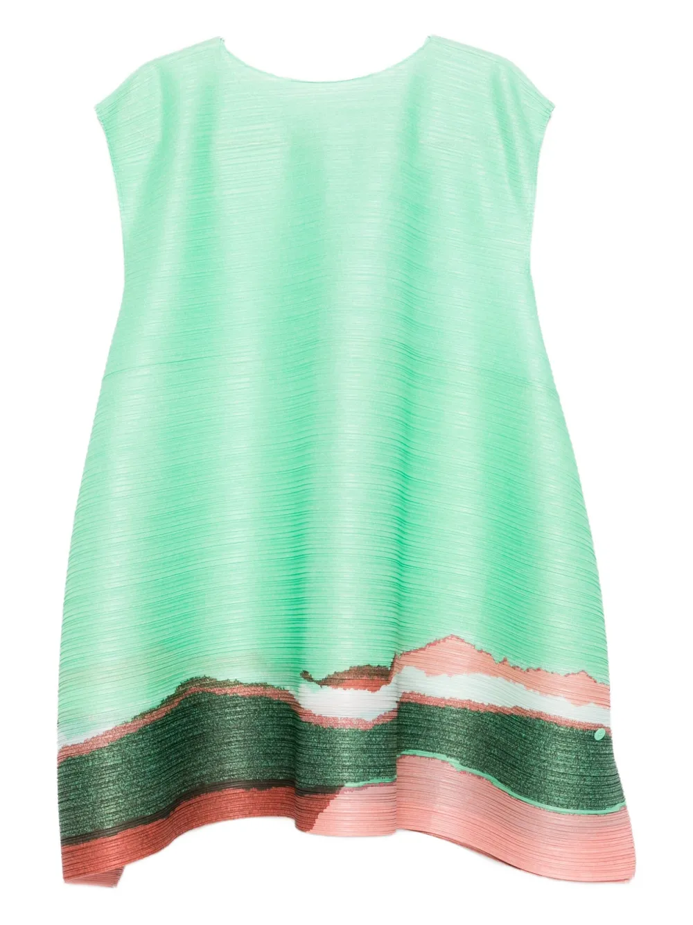 Pleats Please Issey Miyake Grainy printed tunic Groen
