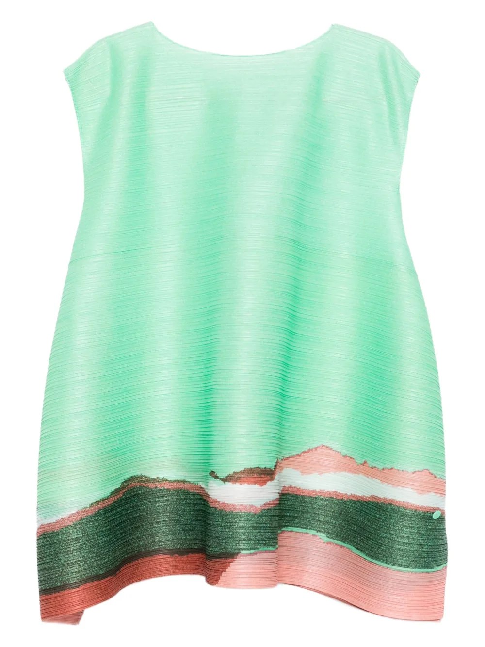 Pleats Please Issey Miyake Grainy printed tunic Groen