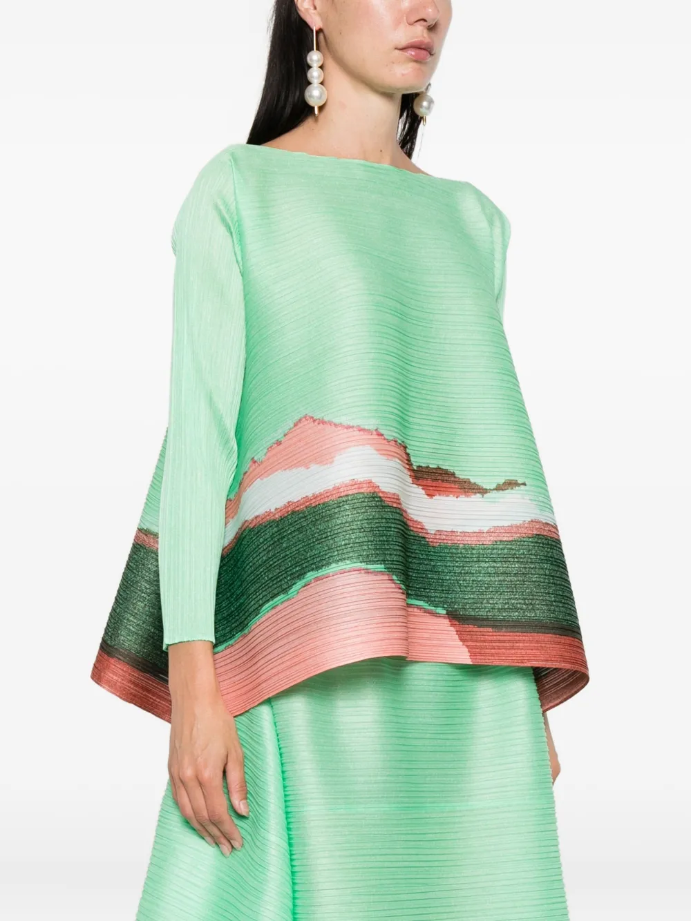 Pleats Please Issey Miyake Grainy Colors top Groen