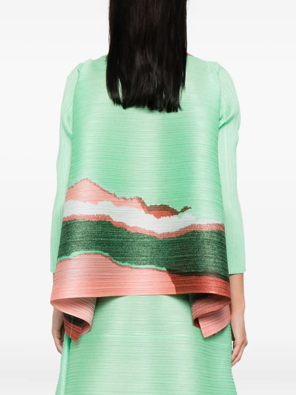Pleats Please Issey Miyake Grainy Colors top Groen