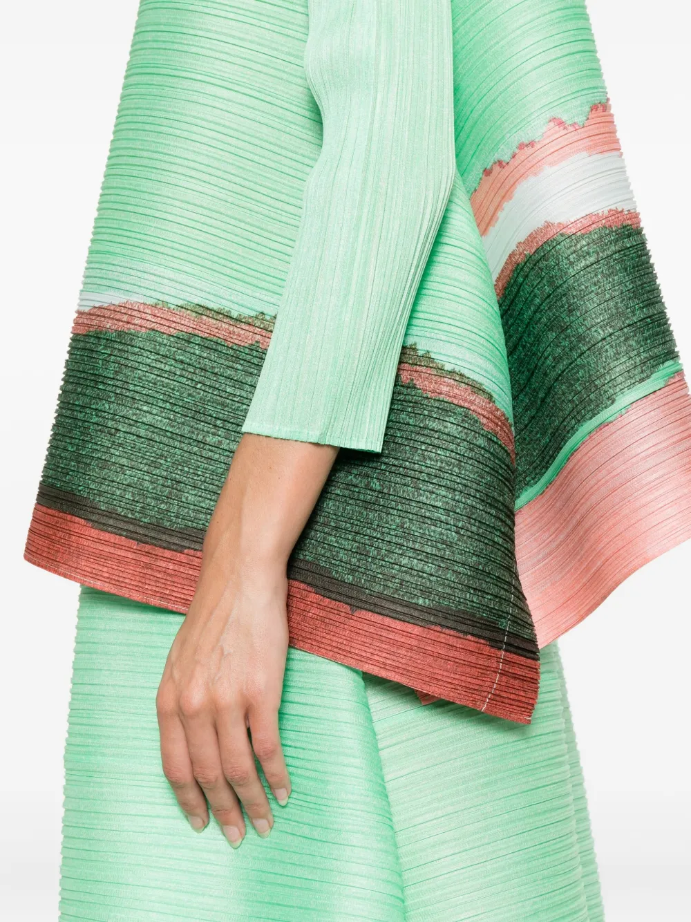 Pleats Please Issey Miyake Grainy Colors top Groen