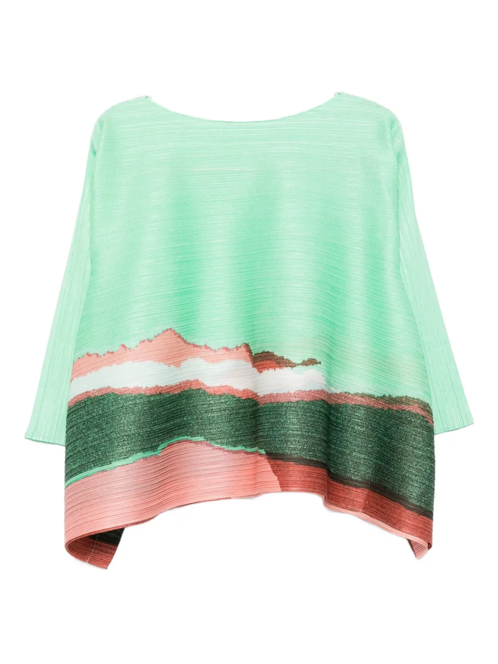 Pleats Please Issey Miyake Grainy Colors top Groen