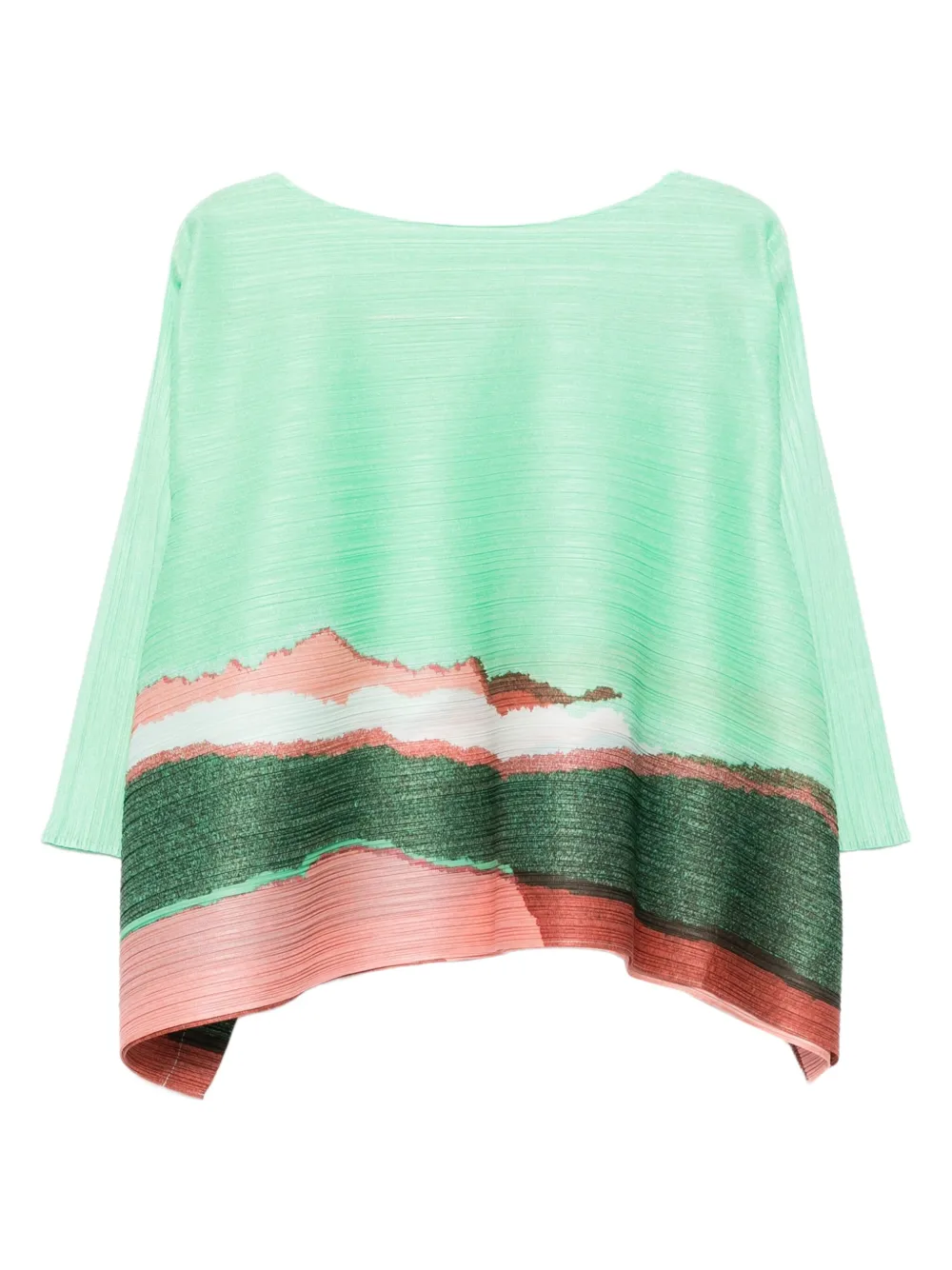 Pleats Please Issey Miyake Grainy Colors top Groen
