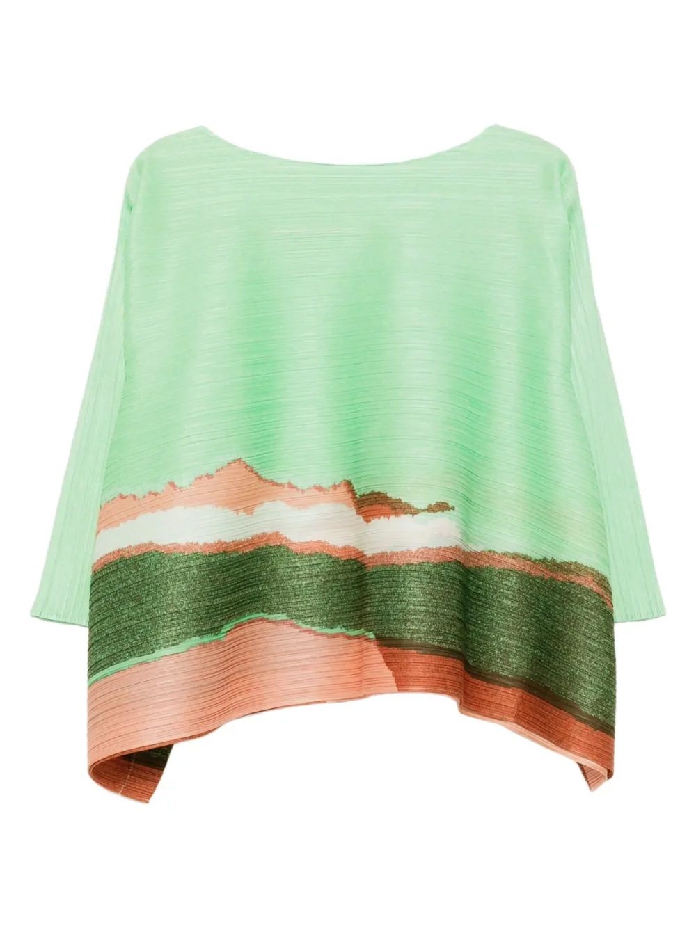 Pleats Please Issey Miyake Grainy Colors top Groen