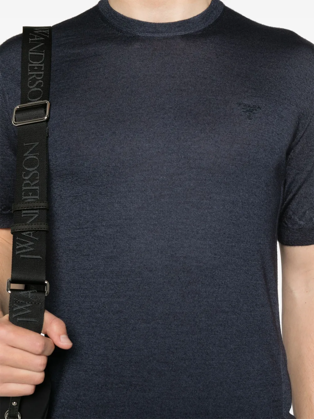 Prada T-shirt met geborduurd logo Blauw