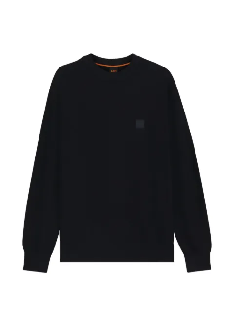 BOSS cotton piqué sweater with logo patch