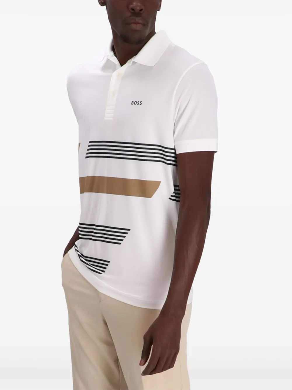 BOSS Gestreept poloshirt Wit