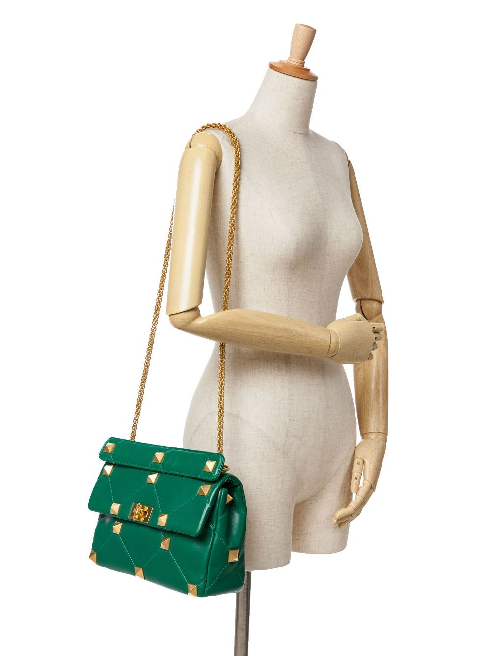 Valentino Garavani Pre-Owned 2018-2024 Large Nappa Roman Stud satchel - Groen