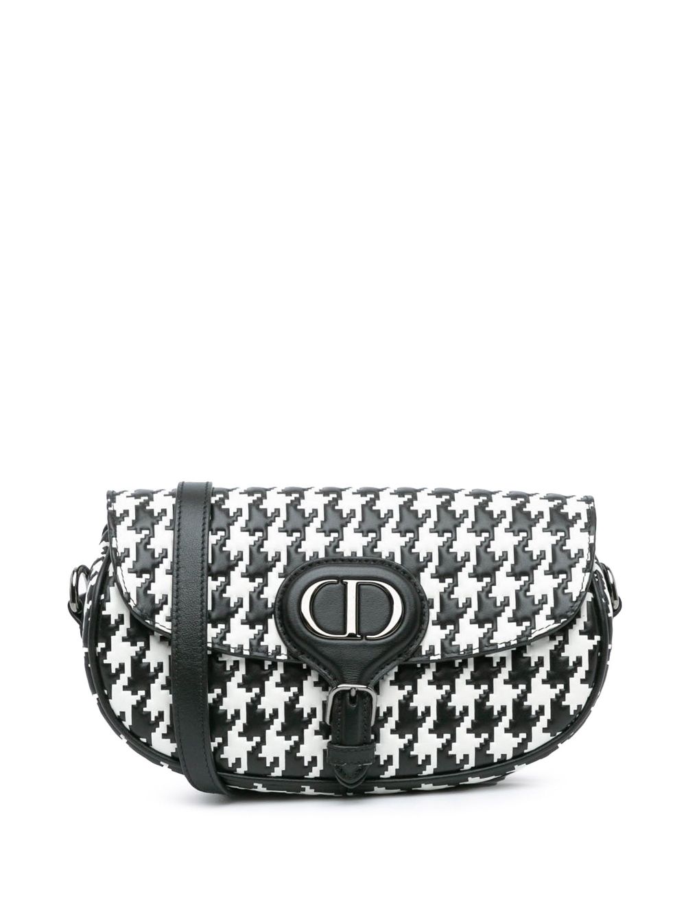 Christian Dior Pre-Owned 2022 Embossed Calfskin Houndstooth Bobby East West crossbody bag - White