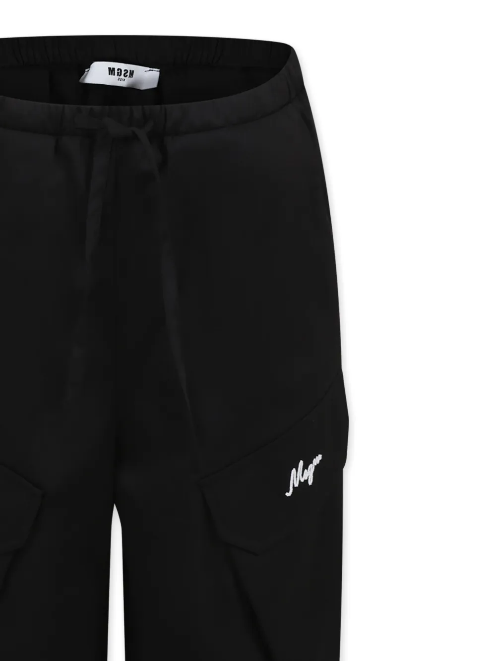 Shop Msgm Logo-embroidered Trousers In Black