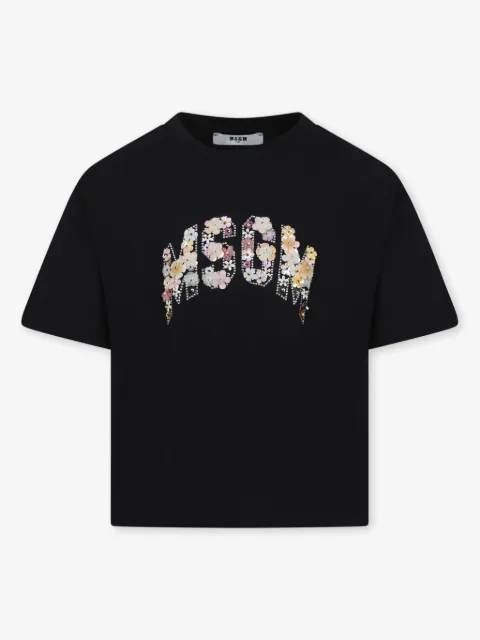MSGM Kids 로고 장식 티셔츠