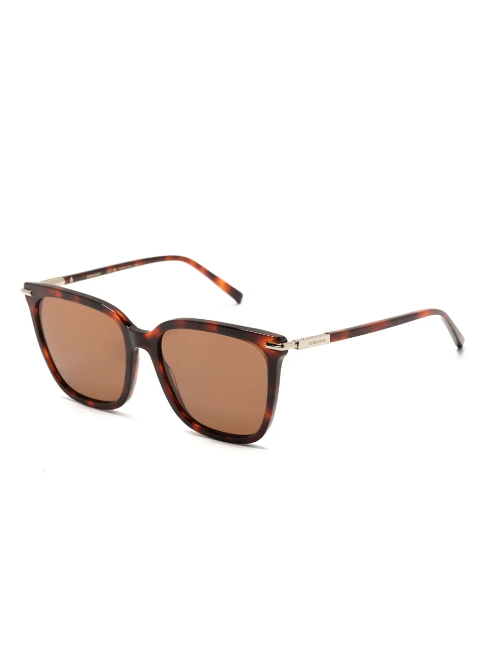 Ferragamo Zonnebril met vierkant montuur - Bruin