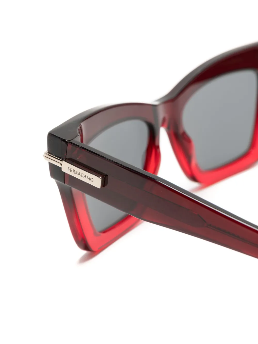 Ferragamo SF2031S zonnebril met rechthoekig montuur Rood