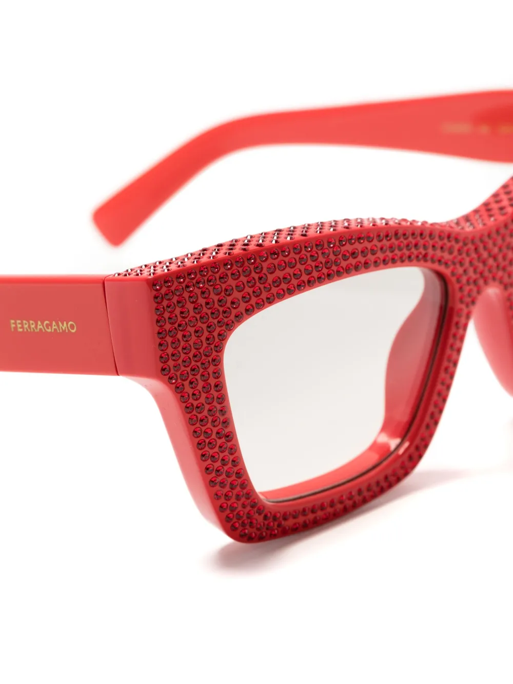 Ferragamo Zonnebril verfraaid met kristallen Rood