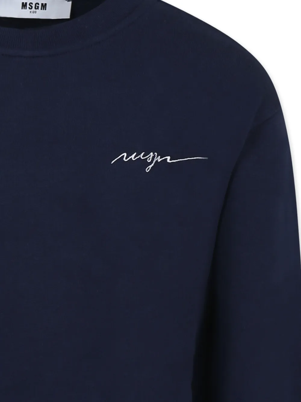 MSGM Kids Sweater met geborduurd logo Blauw
