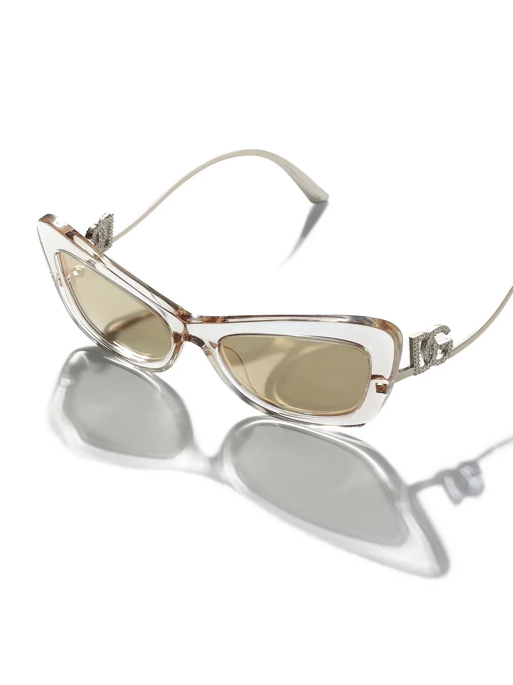 Dolce & Gabbana Crystal-embellished Cat-eye Frame Sunglasses In Transparent