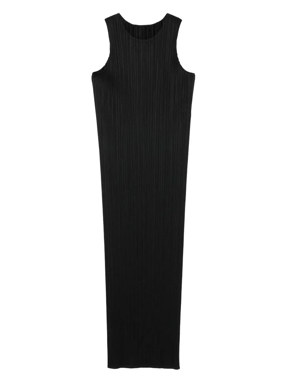 Pleats Please Issey Miyake pleated sleeveless midi dress Zwart