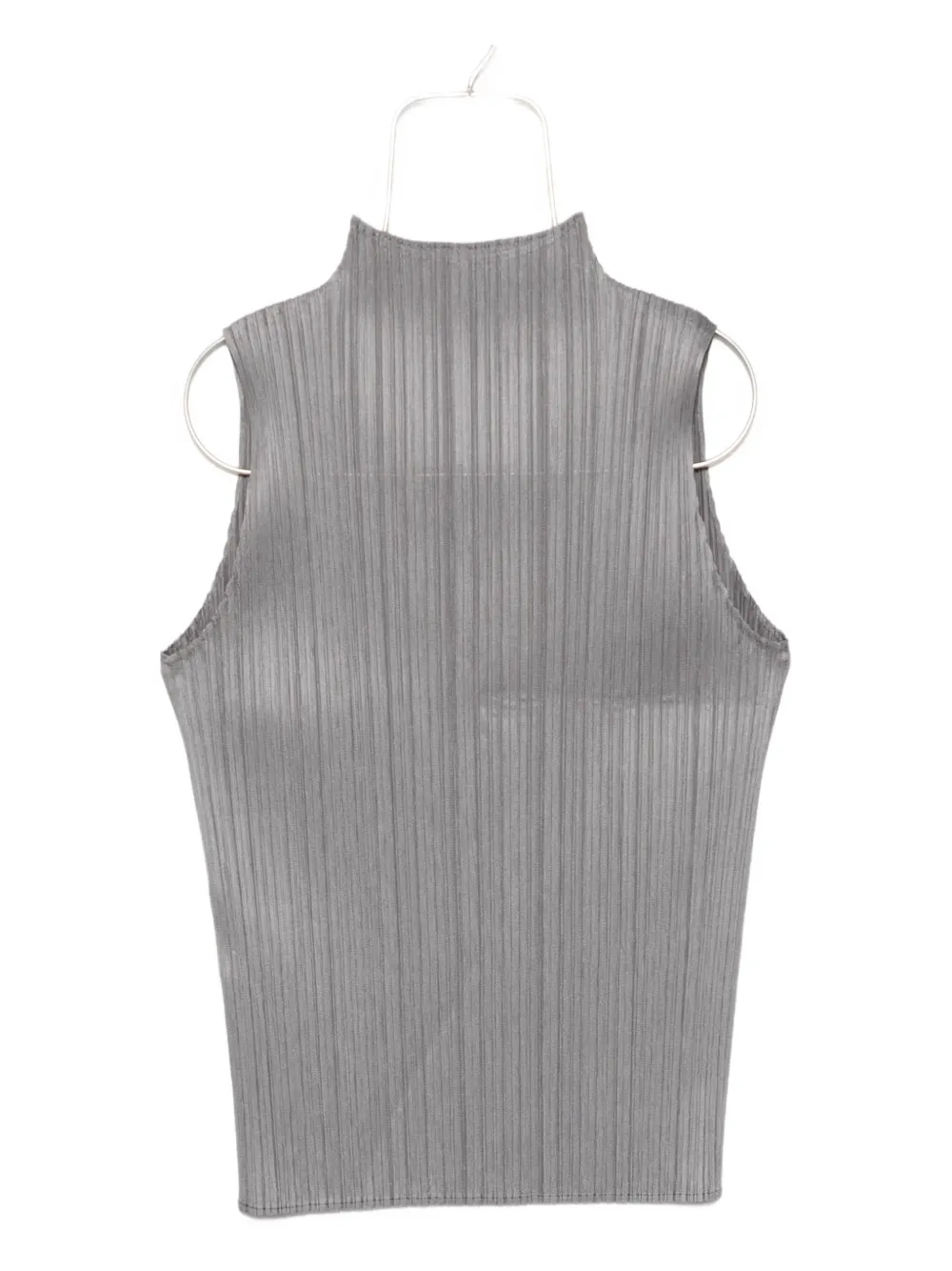 Pleats Please Issey Miyake Basics pleated sleeveless top Grijs