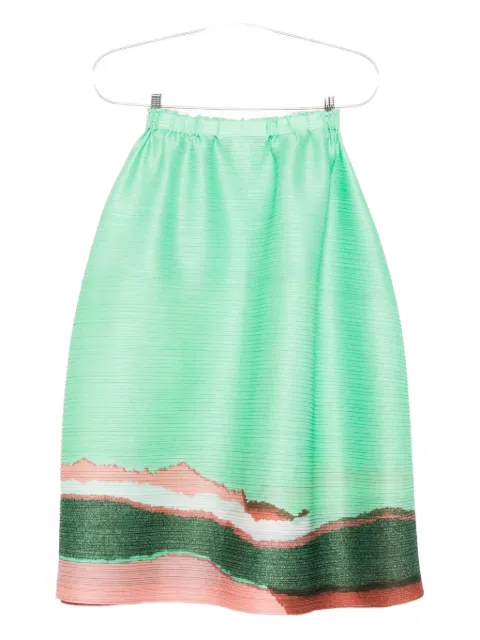 Pleats Please Issey Miyake Grainy Color printed midi skirt