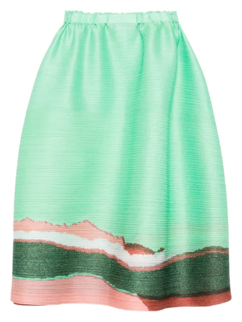 Pleats Please Issey Miyake Grainy Color printed midi skirt