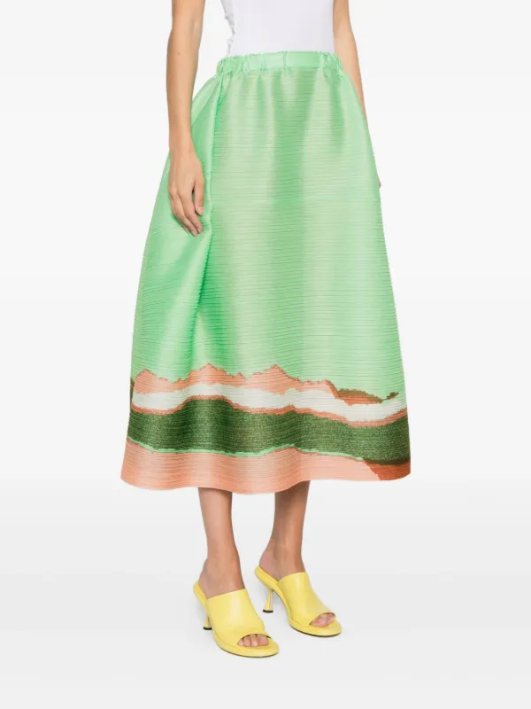 Pleats Please Issey Miyake Grainy Color スカート | グリーン