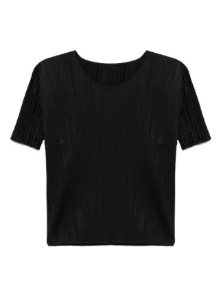 PLEATS PLEASE 黒 メッシュ Tシャツ Pleats Please Issey Miyake プリーツエフェクト Tシャツ | ブラック