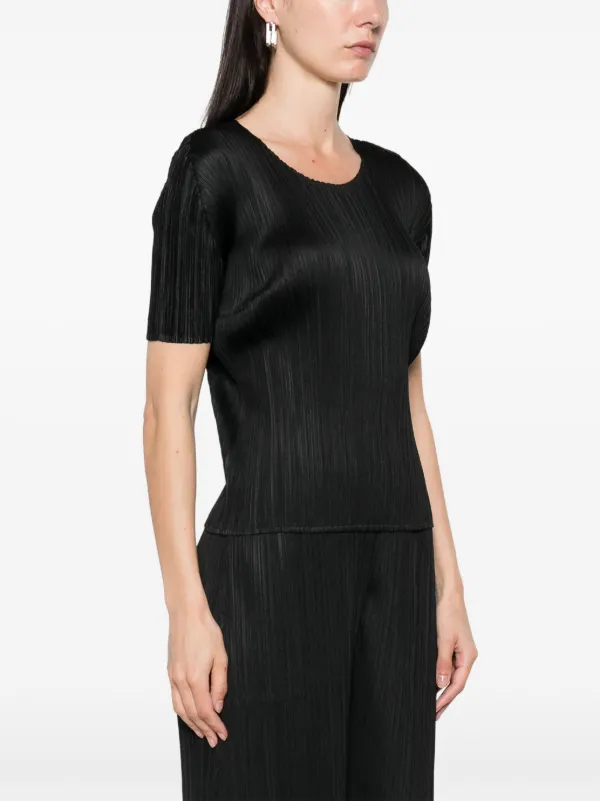 Pleats Please Issey Miyake プリーツエフェクト Tシャツ | ブラック