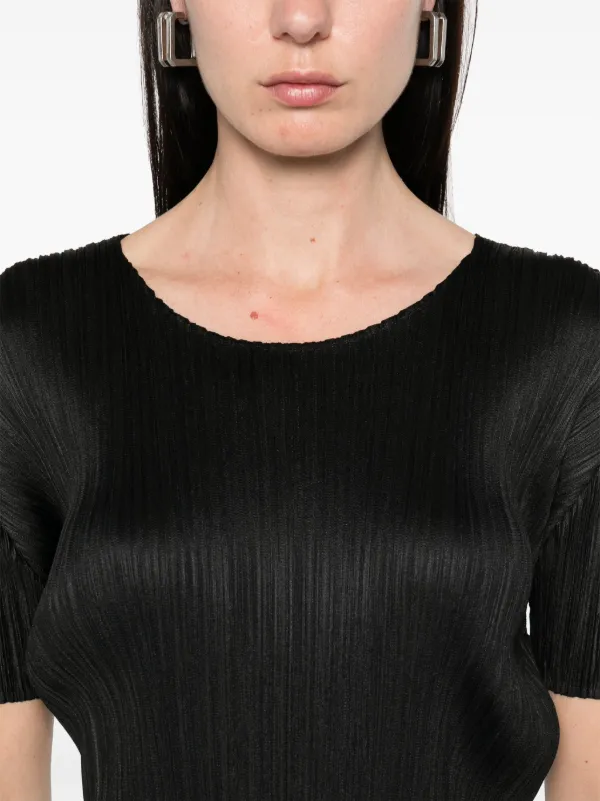 Pleats Please Issey Miyake プリーツエフェクト Tシャツ | ブラック
