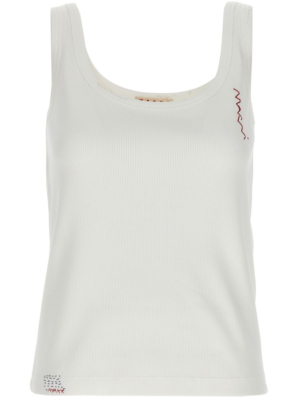 Marni embroidered logo tank top - White