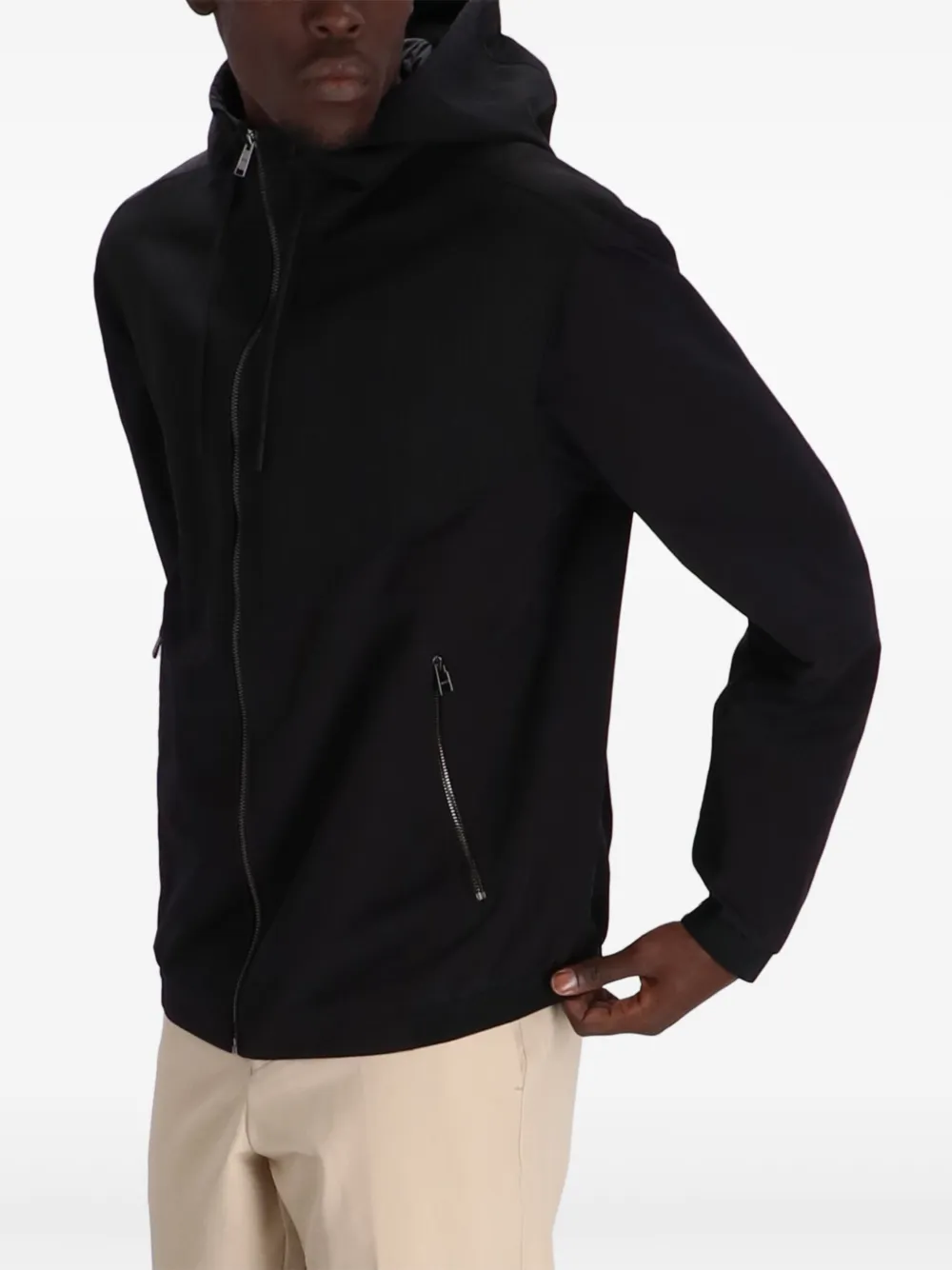 BOSS Hoodie met ritssluiting Zwart