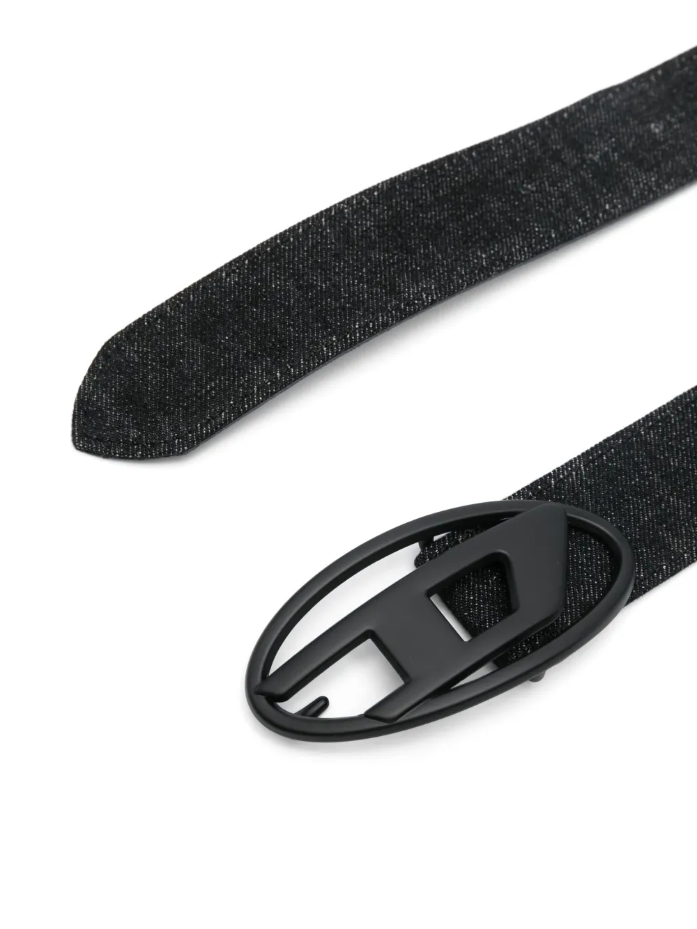 Diesel Oval D leren riem - Zwart