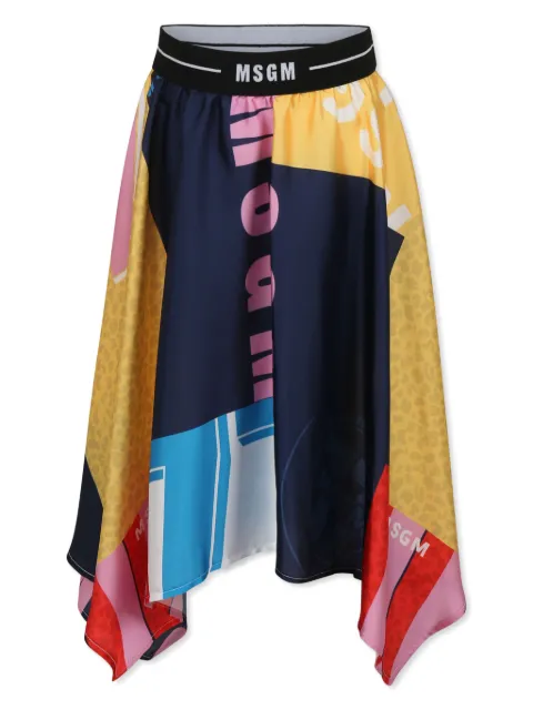 MSGM Kids logo-print skirt 