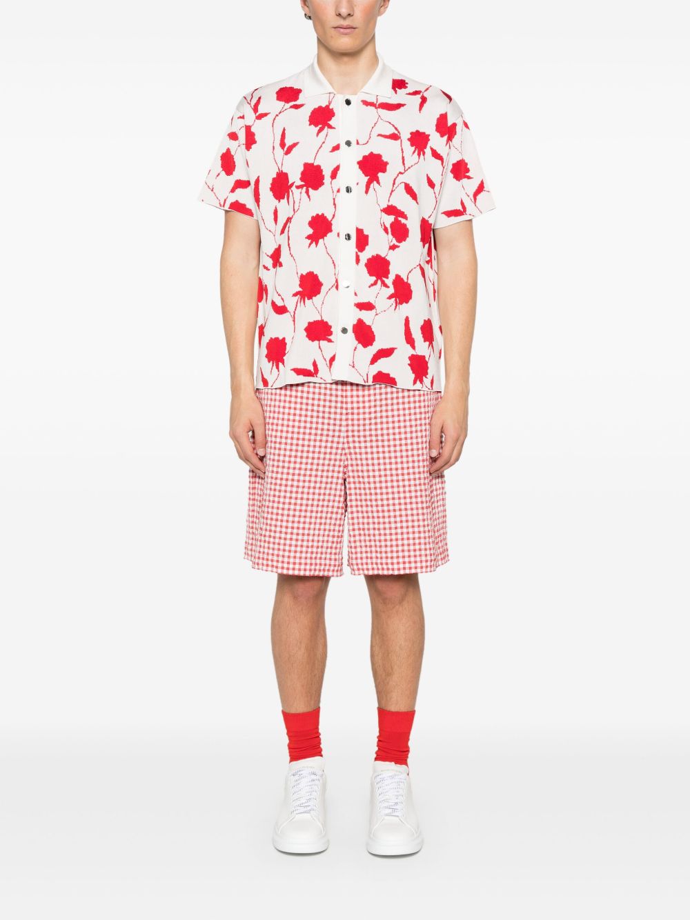 Marni Seersucket shorts met gingham ruit - Rood