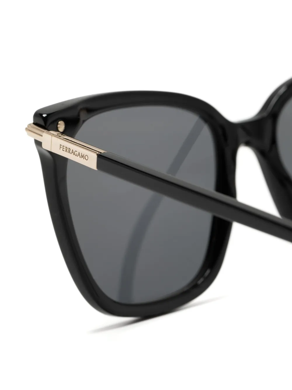Ferragamo Zonnebril met vierkant montuur Zwart