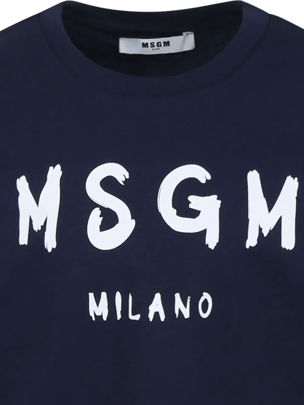 MSGM Kids Katoenen T-shirt met logoprint Blauw