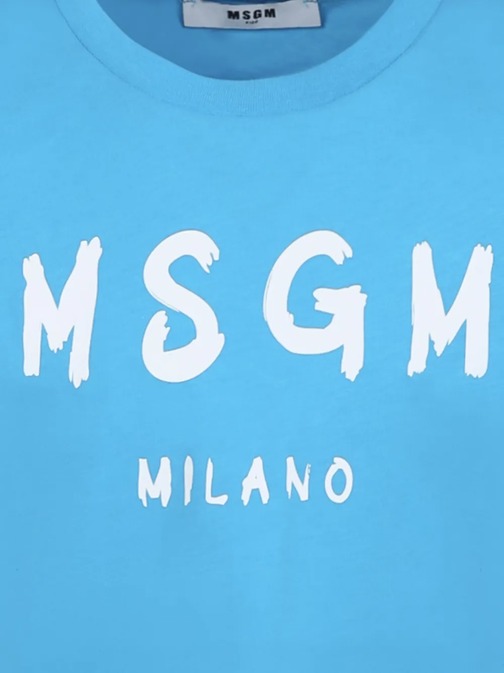 MSGM Kids Katoenen T-shirt met logoprint Blauw