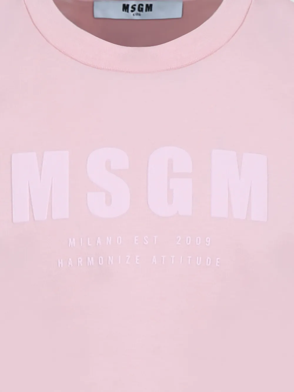 MSGM Kids Katoenen T-shirt met logoprint Roze