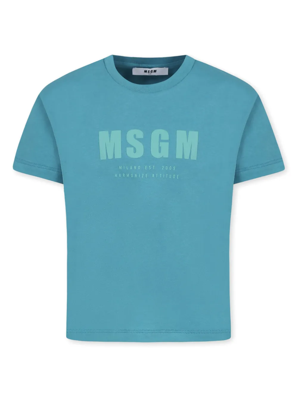 MSGM Kids Katoenen T-shirt met logoprint Blauw