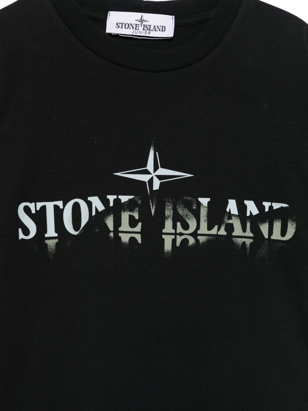 Stone Island Junior T-shirt met logoprint Zwart