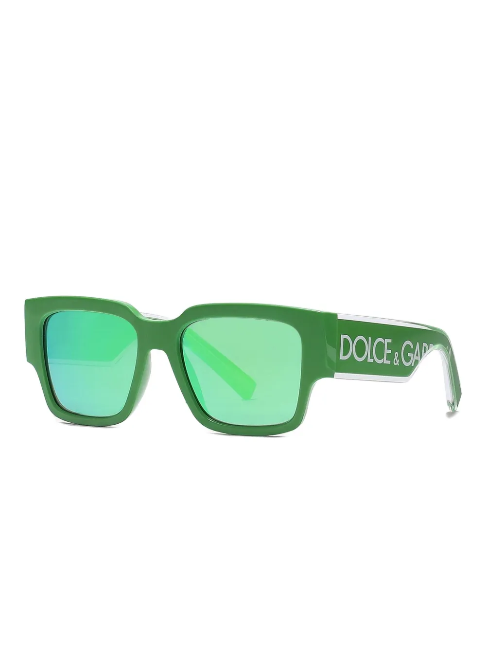 Dolce & Gabbana Kids DNA zonnebril met logoplakkaat en rechthoekig montuur - Groen